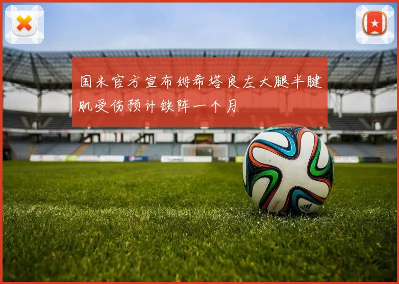 国米官方宣布姆希塔良左大腿半腱肌受伤预计缺阵一个月